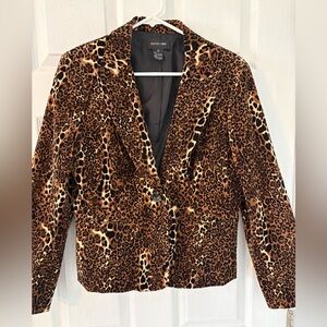 Focus 2000 Leopard Print Blazer Jacket Size 12 Brown Black